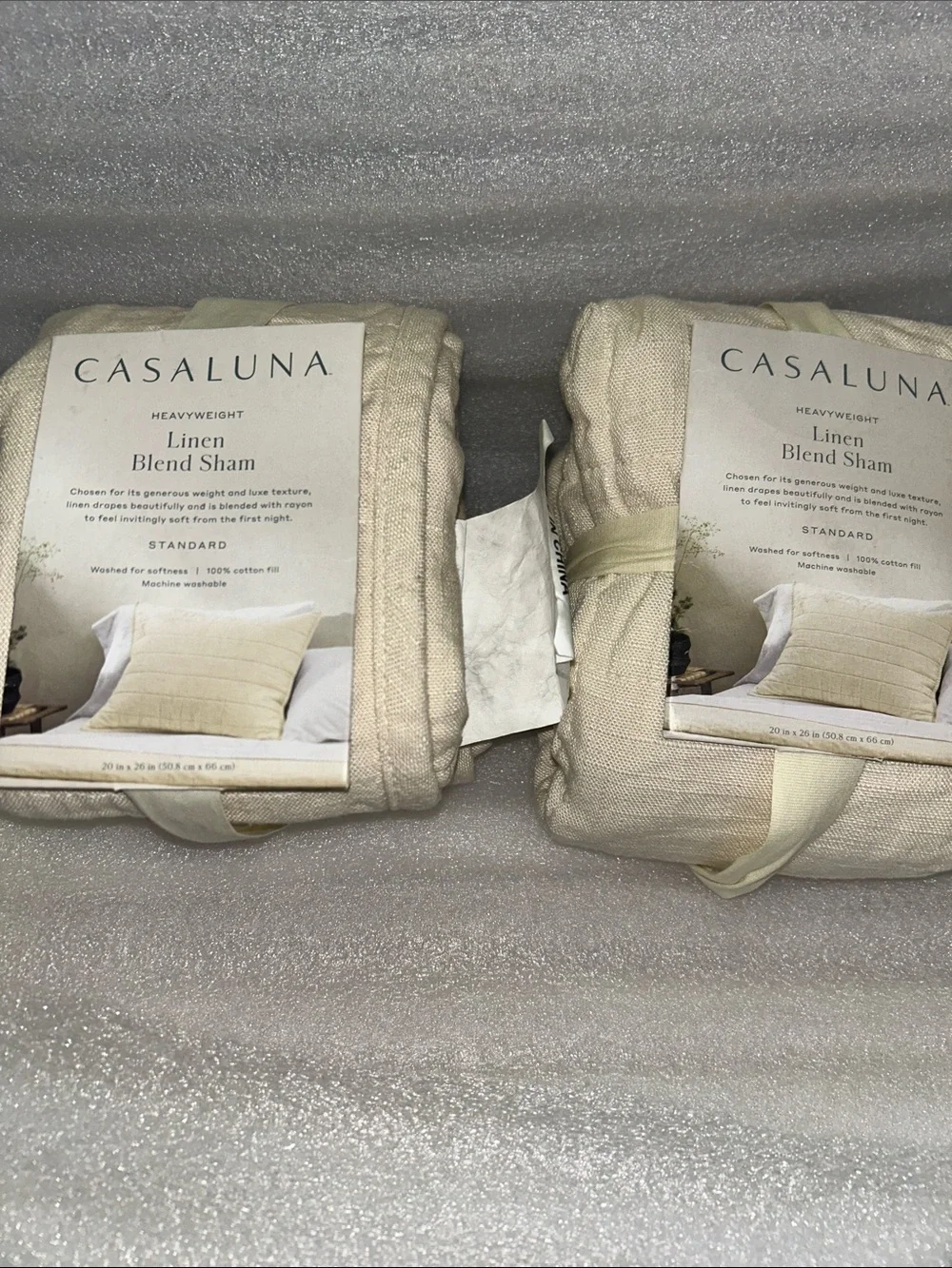 Casaluna Set of 2 Heavyweight Linen Blend 20” x 26” Natural Pillow Shams
